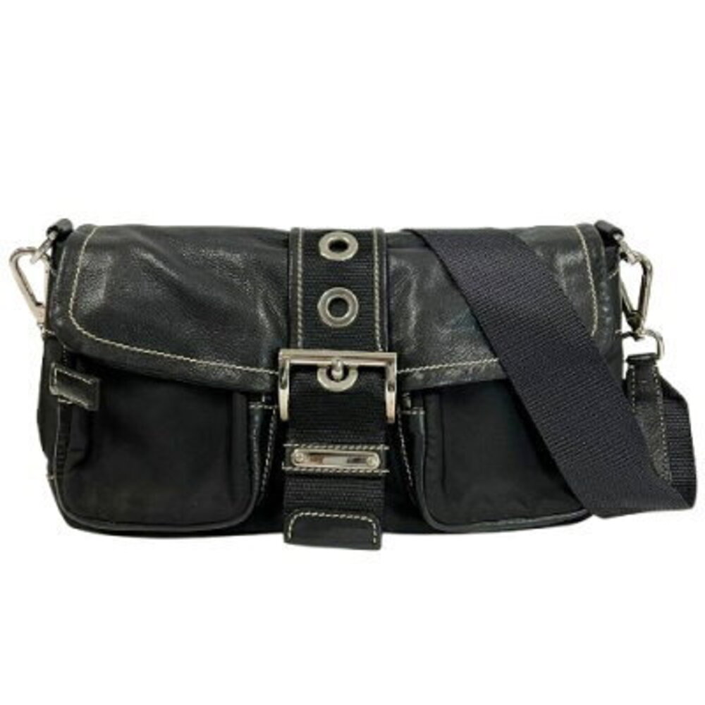 Prada Byron Shoulder Bag Black Leather B